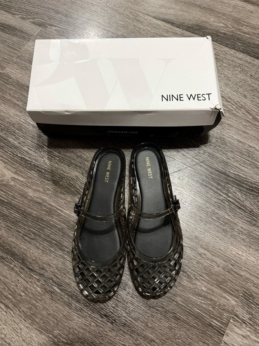Nine West Smoky black / gray Jelly Mary Jane Mule size 9 NIB - Picture 2 of 8